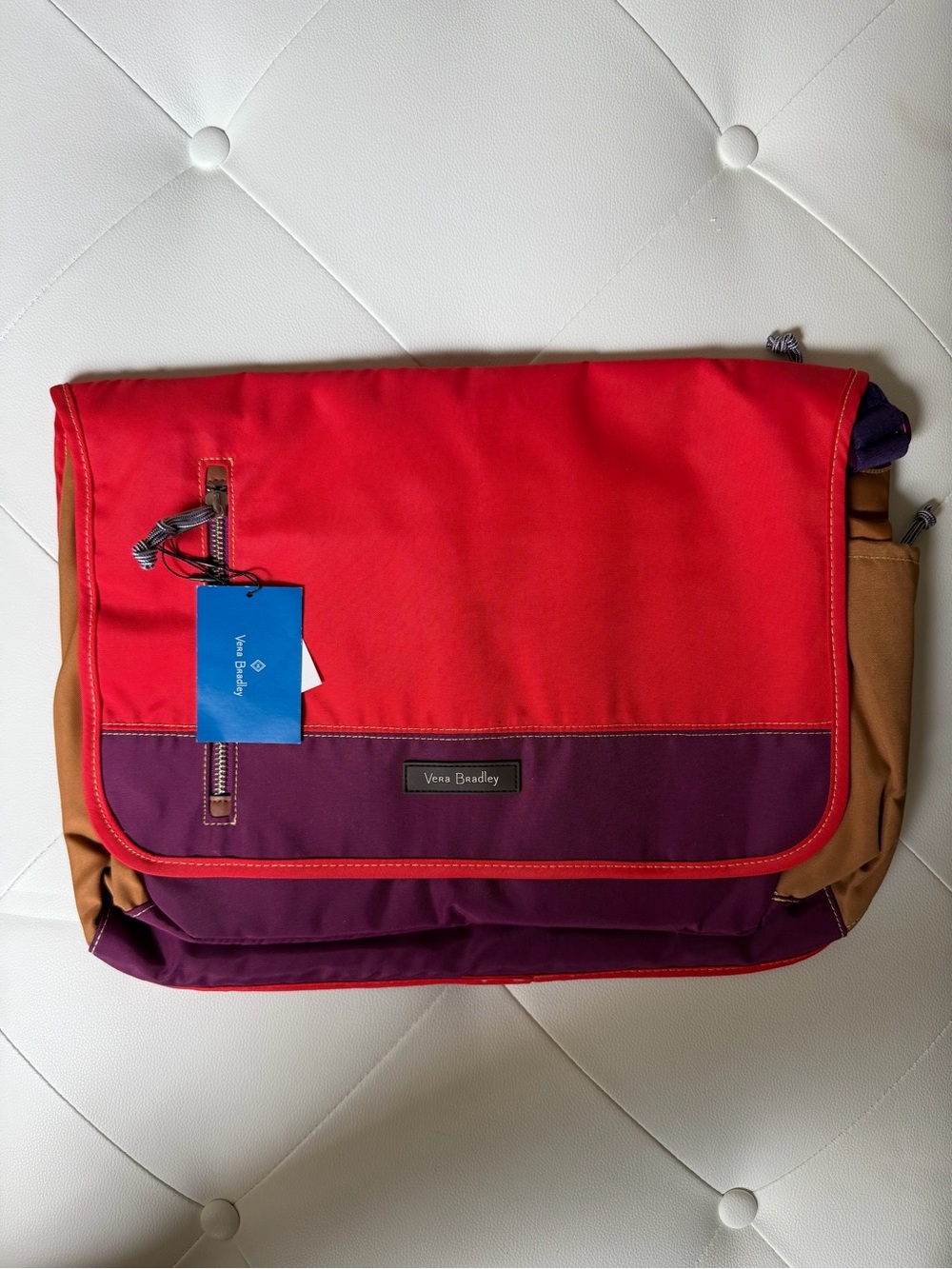 Vera Bradley Red, Purple and Tan Messenger Bag